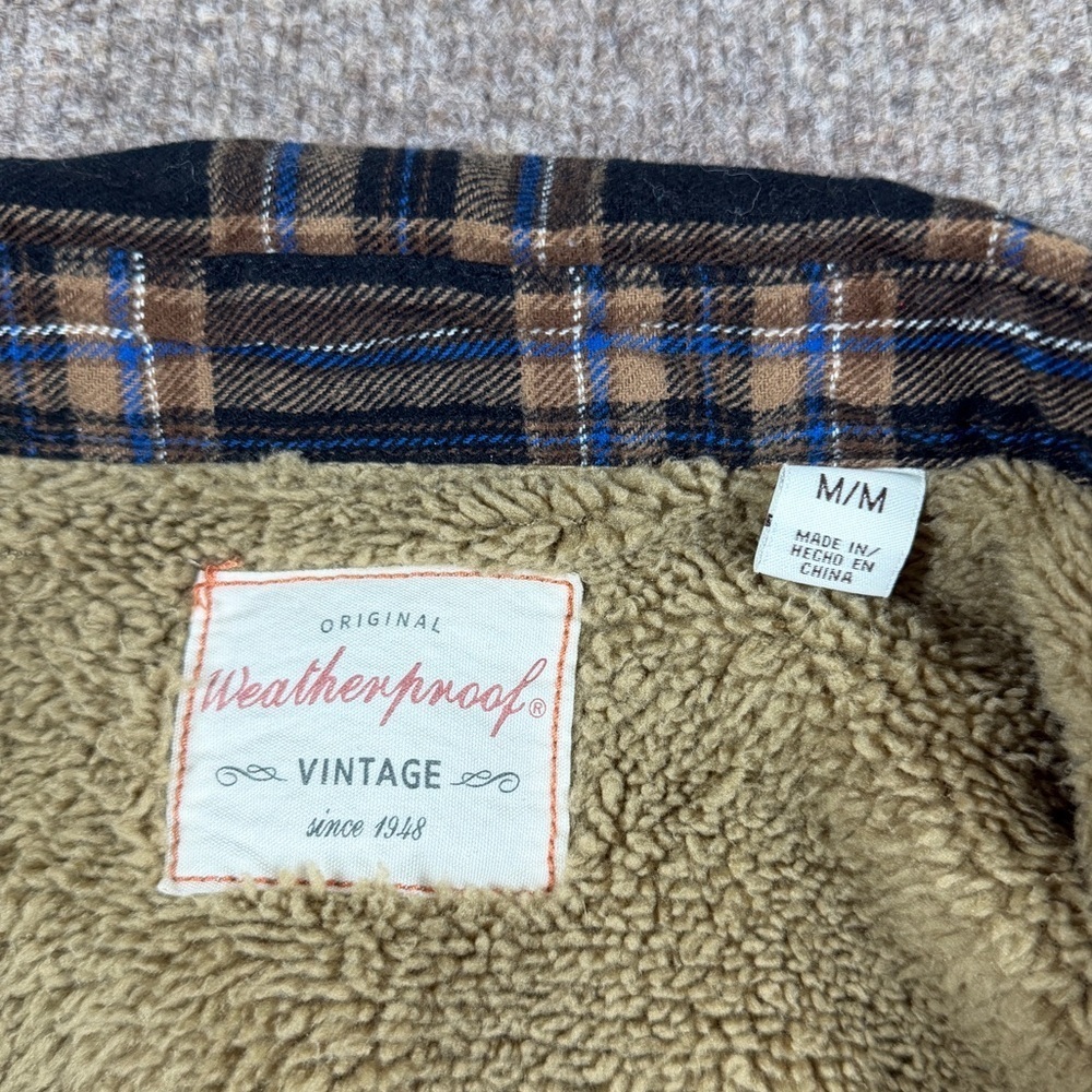 Weatherproof Plaid Fleece Sherpa Fur Lined Button Up Shirt Jacket Mens M Shacket - Picture 6 of 13